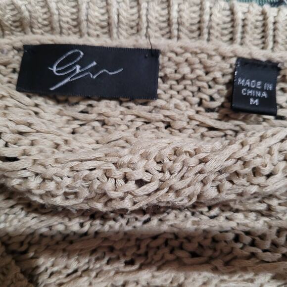 Cyrus Tan Fisherman Cable Knit Sweater Sz M Neutral Cozy Capsule Layering Warm - Picture 5 of 10